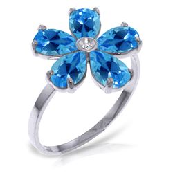ALARRI 2.22 Carat 14K Solid White Gold Unexpected Candidate Blue Topaz Diamond Ring
