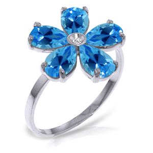 ALARRI 2.22 Carat 14K Solid White Gold Unexpected Candidate Blue Topaz Diamond Ring