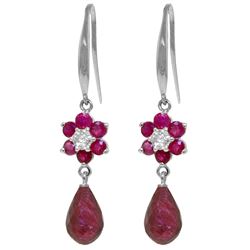 ALARRI 7.61 CTW 14K Solid White Gold Never Tire Of Kisses Ruby Diamond Earrings