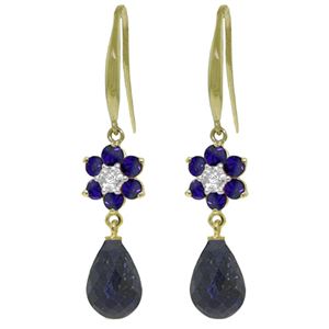 ALARRI 7.61 CTW 14K Solid Gold Botanica Sapphire Diamond Earrings