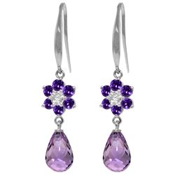 ALARRI 5.51 CTW 14K Solid White Gold Sentimental Amethyst Diamond Earrings