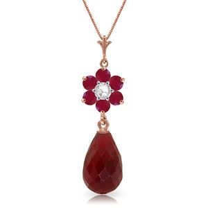 ALARRI 3.83 CTW 14K Solid Rose Gold Necklace Natural Ruby Diamond