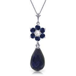 ALARRI 3.83 CTW 14K Solid White Gold Blink Sapphire Diamond Necklace