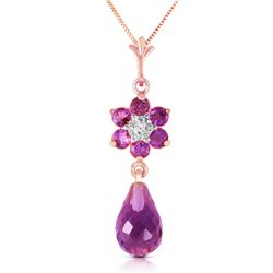 ALARRI 2.78 Carat 14K Solid Rose Gold Necklace Natural Amethyst Diamond