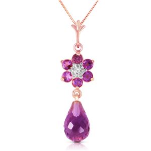 ALARRI 2.78 Carat 14K Solid Rose Gold Necklace Natural Amethyst Diamond