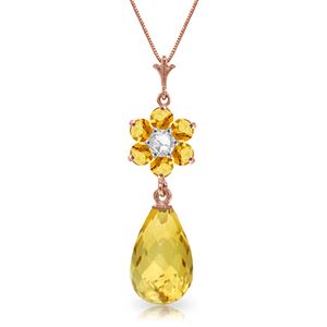 ALARRI 2.78 CTW 14K Solid Rose Gold Necklace Natural Citrine Diamond