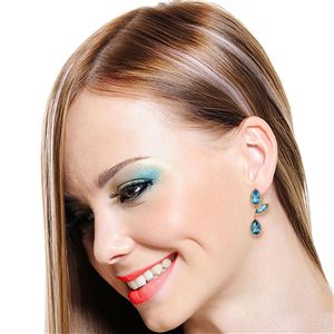 ALARRI 14K Solid Rose Gold Chandelier Earrings w/ Natural Blue Topaz