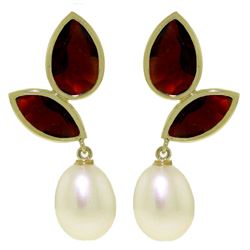 ALARRI 16 Carat 14K Solid Gold Chandelier Earrings Pearl Garnet