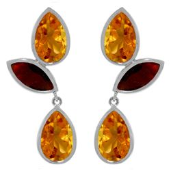 ALARRI 13 Carat 14K Solid White Gold Love Meanderings Citrine Garnet Earrings