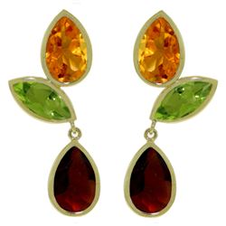 ALARRI 13.6 Carat 14K Solid Gold Earrings Citrine, Peridot Garnet