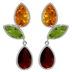 ALARRI 13.6 Carat 14K Solid White Gold Earrings Citrine, Peridot Garnet