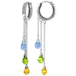 ALARRI 4.8 Carat 14K Solid White Gold Chandelier Earrings Blue Topaz, Peridot Citrine