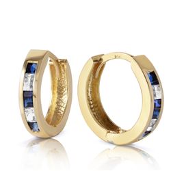 ALARRI 1.26 Carat 14K Solid Gold Hoop Earrings Natural Sapphire White To