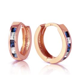 ALARRI 1.26 Carat 14K Solid Rose Gold Hoop Earrings Natural Sapphire Rose Topaz