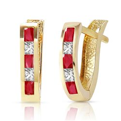 ALARRI 1.26 CTW 14K Solid Gold Gia Ruby White Topaz Earrings