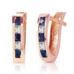 ALARRI 1.26 CTW 14K Solid Rose Gold Sapphire White Topaz Hoop Earrings