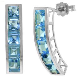 ALARRI 4.5 Carat 14K Solid White Gold Sea Of Love Blue Topaz Earrings