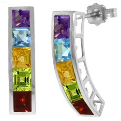 ALARRI 4.5 Carat 14K Solid White Gold Earrings Natural Multi Gemstones