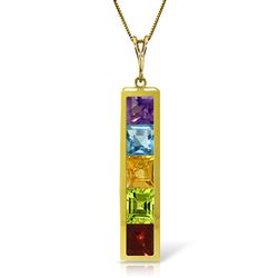 ALARRI 2.25 Carat 14K Solid Gold Necklace Natural Multi Gemstones