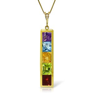 ALARRI 2.25 Carat 14K Solid Gold Necklace Natural Multi Gemstones