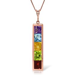 ALARRI 14K Solid Rose Gold Necklace w/ Natural Multi Gemstones