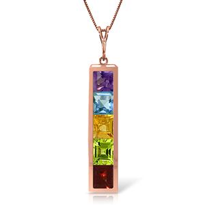 ALARRI 14K Solid Rose Gold Necklace w/ Natural Multi Gemstones