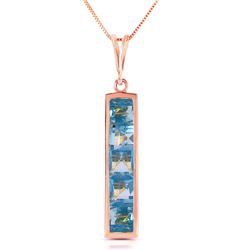 ALARRI 14K Solid Rose Gold Necklace w/ Natural Blue Topaz