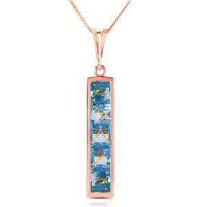 ALARRI 14K Solid Rose Gold Necklace w/ Natural Blue Topaz
