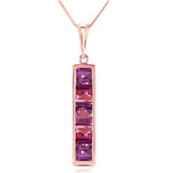 ALARRI 14K Solid Rose Gold Necklace w/ Natural Purple Amethysts