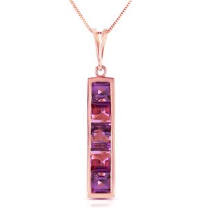 ALARRI 14K Solid Rose Gold Necklace w/ Natural Purple Amethysts