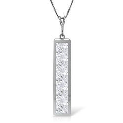 ALARRI 2.25 Carat 14K Solid White Gold Moon Slides By White Topaz Necklace