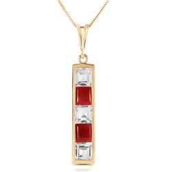 ALARRI 2.35 Carat 14K Solid Gold Necklace Natural White Topaz Ruby