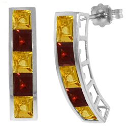 ALARRI 4.5 Carat 14K Solid White Gold Earrings Natural Citrine Garnet