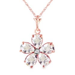 ALARRI 14K Solid Rose Gold Necklace w/ Natural Rose Topaz & Diamond