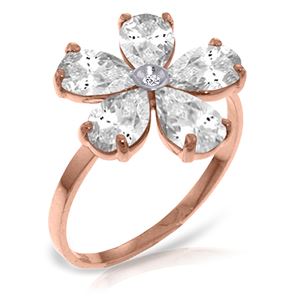 ALARRI 14K Solid Rose Gold Ring w/ Natural Diamond & Rose Topaz