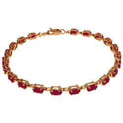 ALARRI 14K Solid Rose Gold Tennis Bracelet w/ Natural Rubies