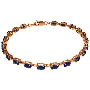 ALARRI 14K Solid Rose Gold Tennis Bracelet w/ Natural Sapphires