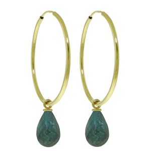 ALARRI 6.6 Carat 14K Solid Gold Hoop Earrings Natural Emerald