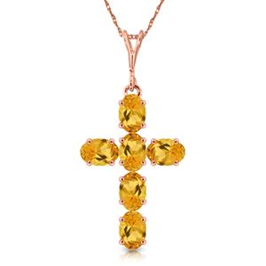 ALARRI 1.5 Carat 14K Solid Rose Gold Cross Necklace Natural Citrine