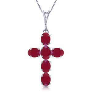 ALARRI 1.5 Carat 14K Solid White Gold Cross Necklace Natural Ruby