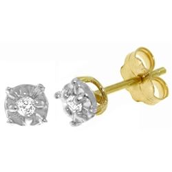 ALARRI 0.06 Carat 14K Solid Gold Illusion Settings Stud Earrings Diamond