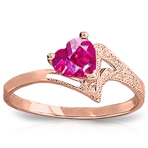 ALARRI 0.95 Carat 14K Solid Rose Gold Loveheart Pink Topaz Ring