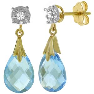 ALARRI 6.06 CTW 14K Solid Gold Stud Earrings Diamond Blue Topaz