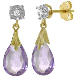 ALARRI 6.06 Carat 14K Solid Gold Stud Earrings Diamond Amethyst