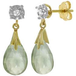 ALARRI 6.06 CTW 14K Solid Gold Stud Earrings Diamond Green Amethyst