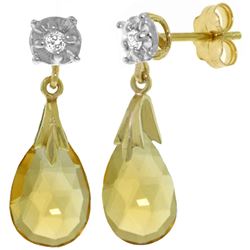 ALARRI 6.06 Carat 14K Solid Gold Stud Earrings Diamond Citrine