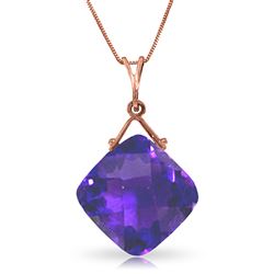 ALARRI 14K Solid Rose Gold Necklace w/ Natural Checkerboard Cut Purple Amethyst