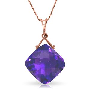 ALARRI 14K Solid Rose Gold Necklace w/ Natural Checkerboard Cut Purple Amethyst