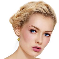 ALARRI 14K Solid Rose Gold Leverback Earrings w/ Checkerboard Cut Citrines