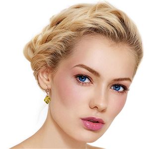 ALARRI 14K Solid Rose Gold Leverback Earrings w/ Checkerboard Cut Citrines